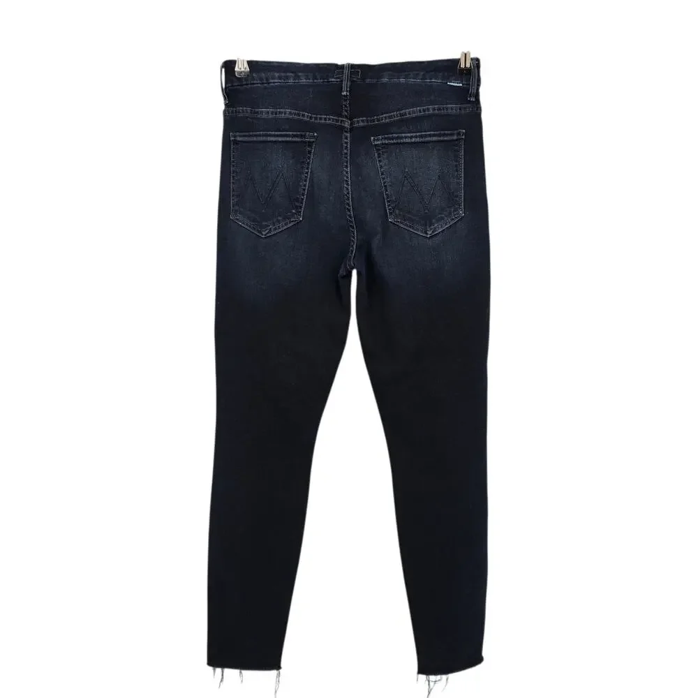 Mother Last Call Dark Wash High Waisted Looker Ankle Fray Skinny Jeans Size 30